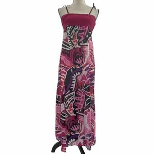 SOLITAIRE Abstract Tie Shoulder Smacked Maxi Dress